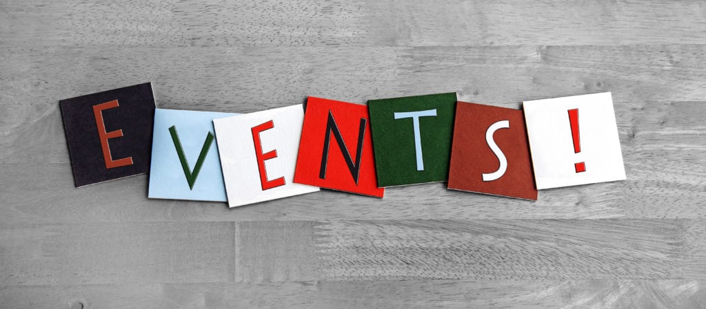 Events sign for business, clubs, public gatherings, PR, business & social occasions.